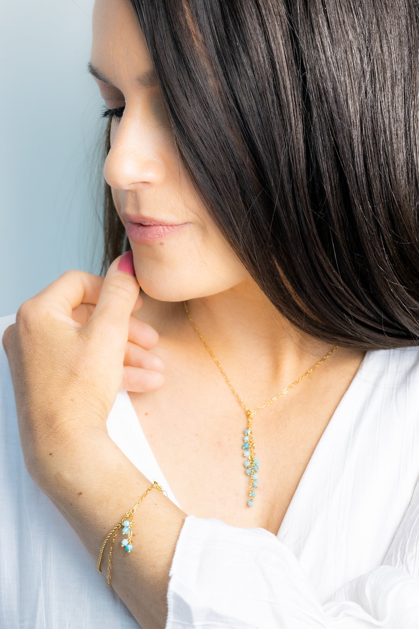 Collier Cravate et perles turquoises