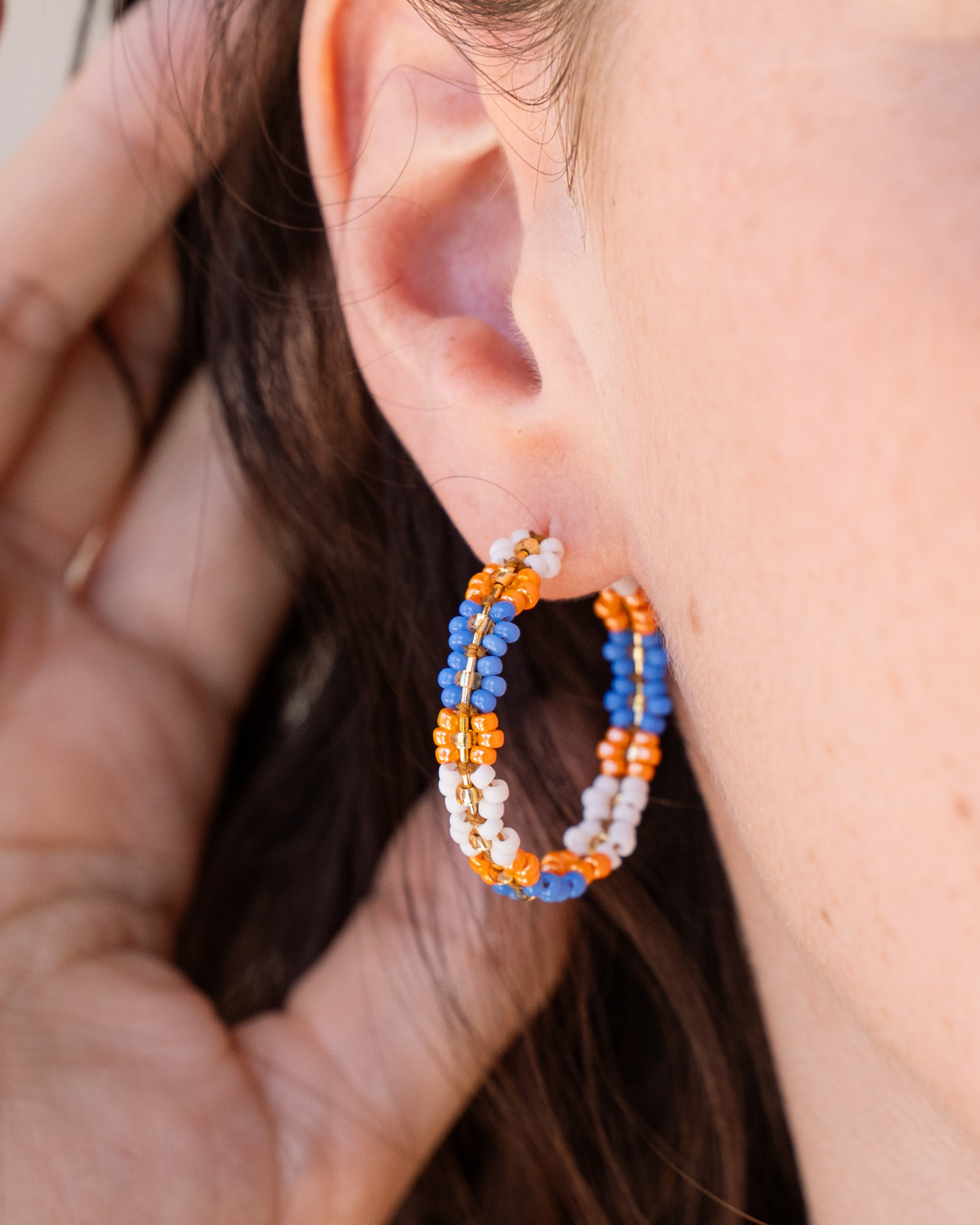 Boucles Créoles - orange bleu