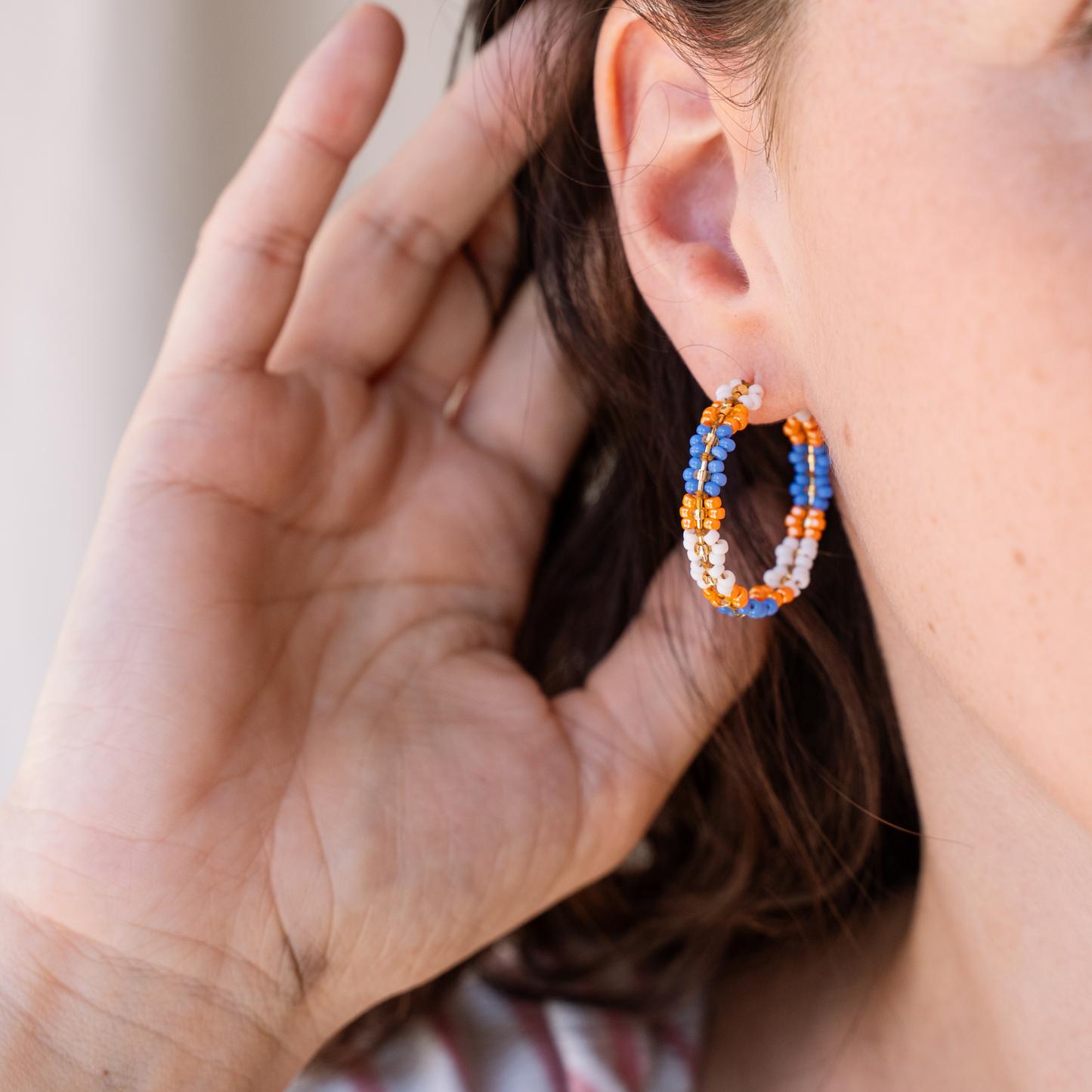 Boucles Créoles - orange bleu