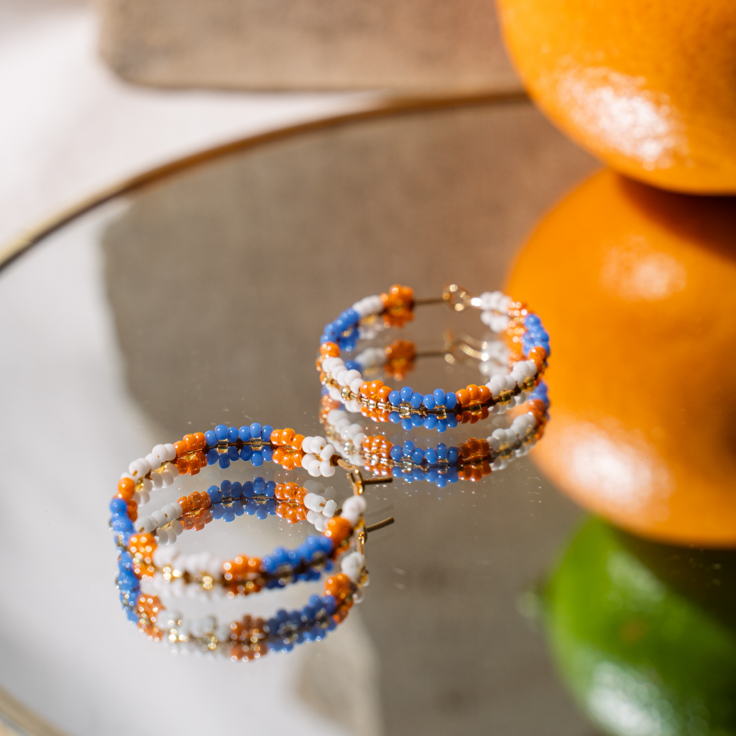 Boucles Créoles - orange bleu