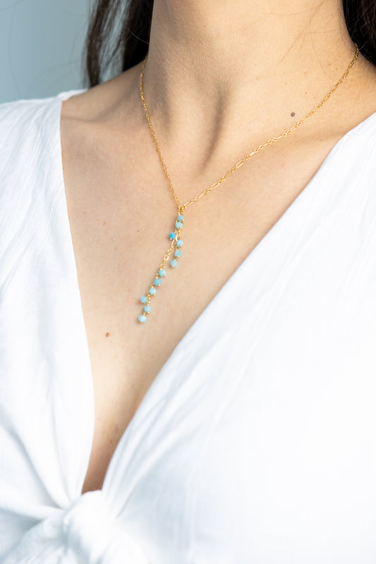 Collier Cravate et perles turquoises
