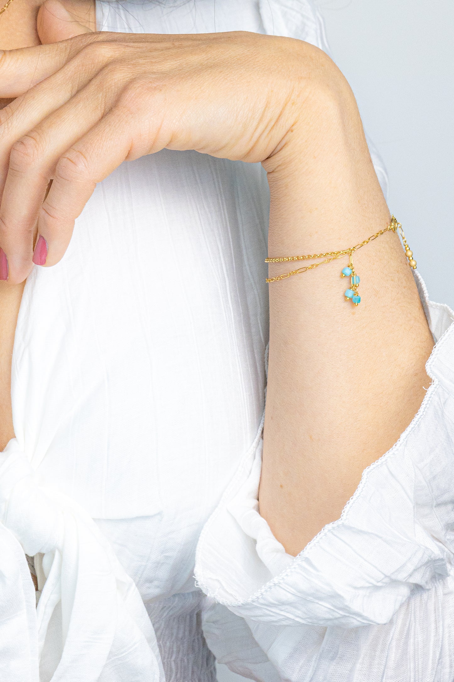 Bracelet double - pierres turquoises