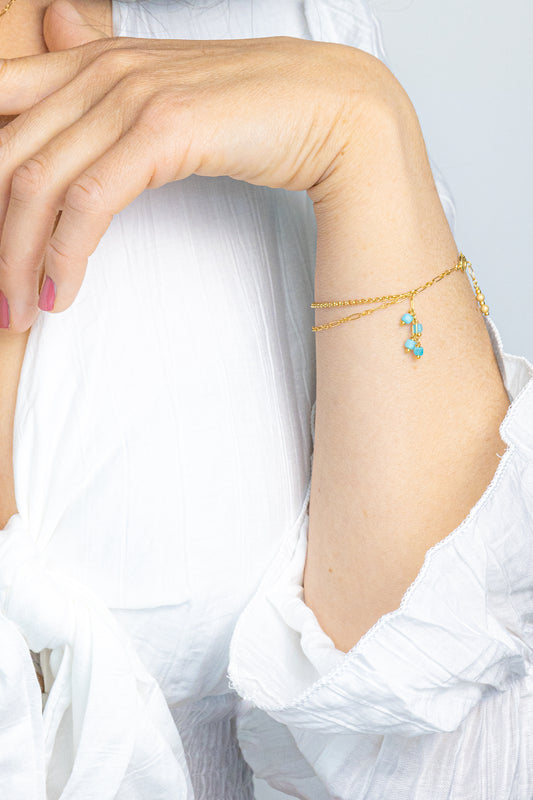 Bracelet double - pierres turquoises