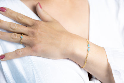 Bracelet pierres turquoises et dorés