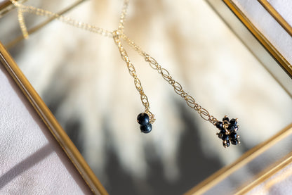 Collier Cravate et perle d'eau douce - noir