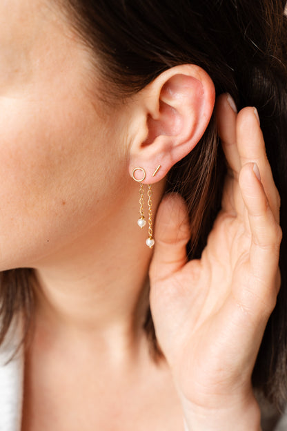 Puces d'oreilles barre avec une boucle et une base en cercle