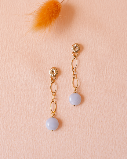 Boucles d'oreilles Myrtil - Calcédoine